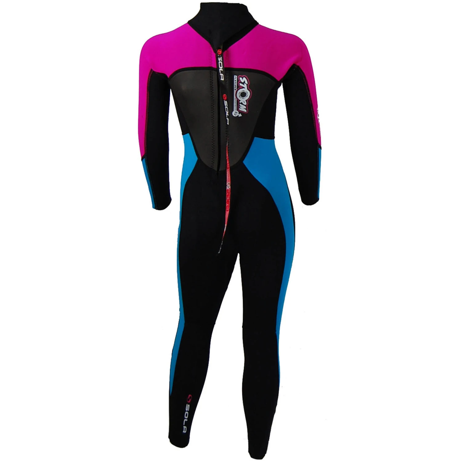 Sola Girls Storm 3/2mm Fullsuit Wetsuit - Turquoise/Magenta 4 Sola Girls Storm 3/2mm Fullsuit Wetsuit - Turquoise/Magenta - Image 2