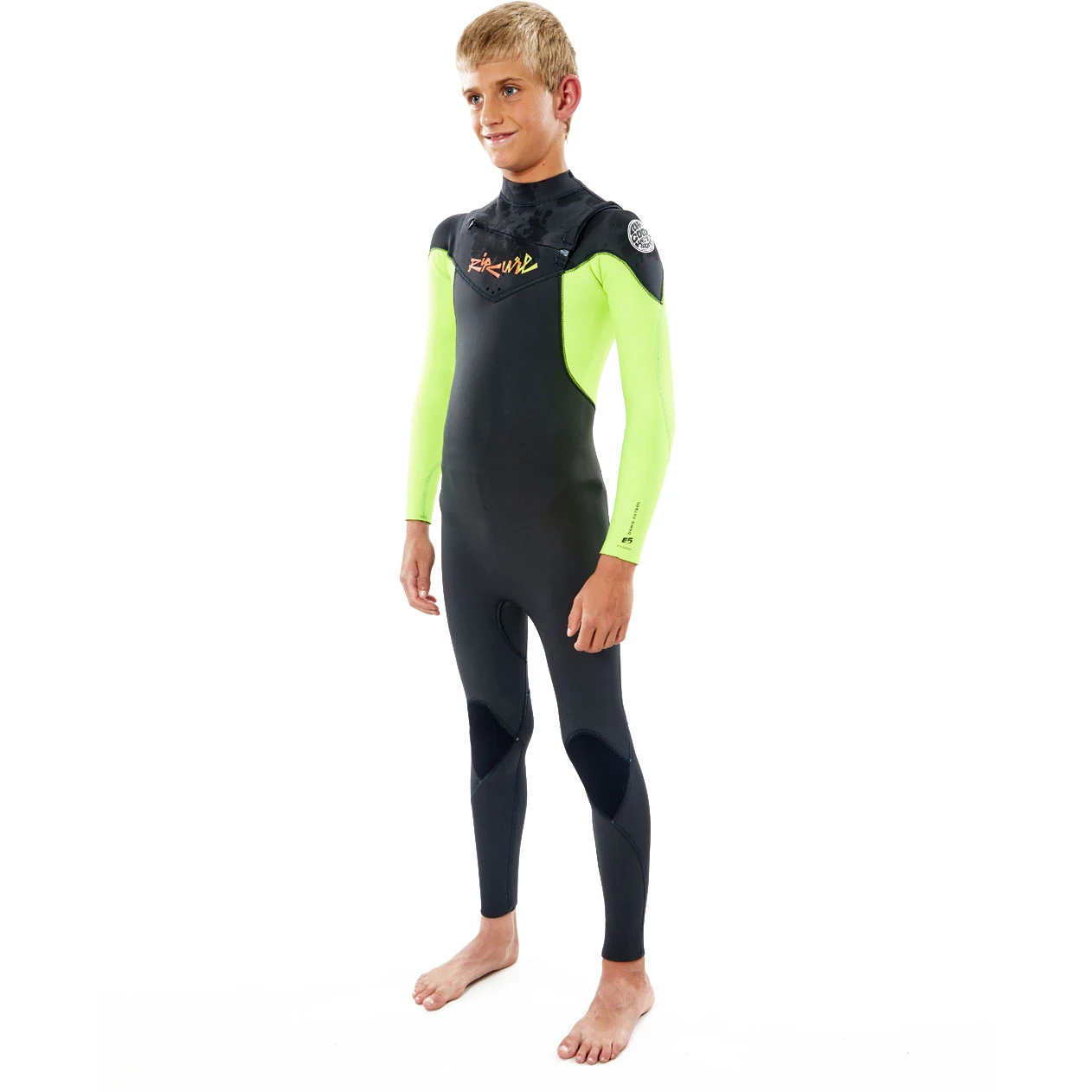 Rip Curl Junior Dawn Patrol 3/2mm Chest-Zip Wetsuit - Lemon 3 Rip Curl Junior Dawn Patrol 3/2mm Chest-Zip Wetsuit - Lemon