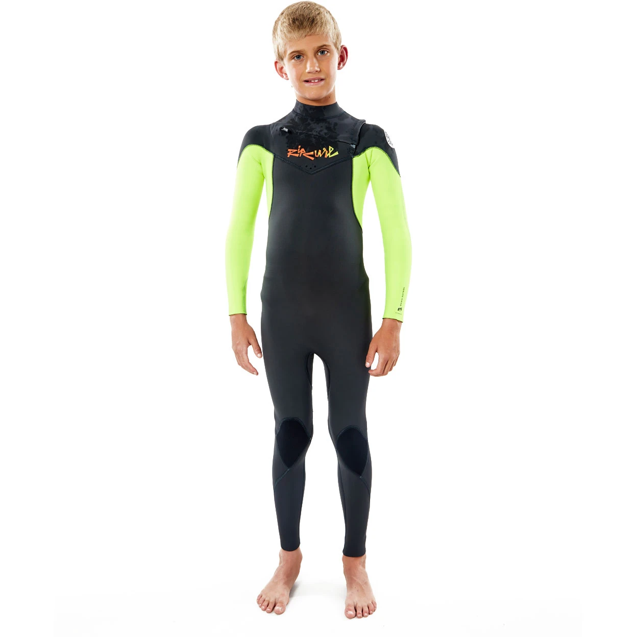 Rip Curl Junior Dawn Patrol 3/2mm Chest-Zip Wetsuit - Lemon 4 Rip Curl Junior Dawn Patrol 3/2mm Chest-Zip Wetsuit - Lemon - Image 2