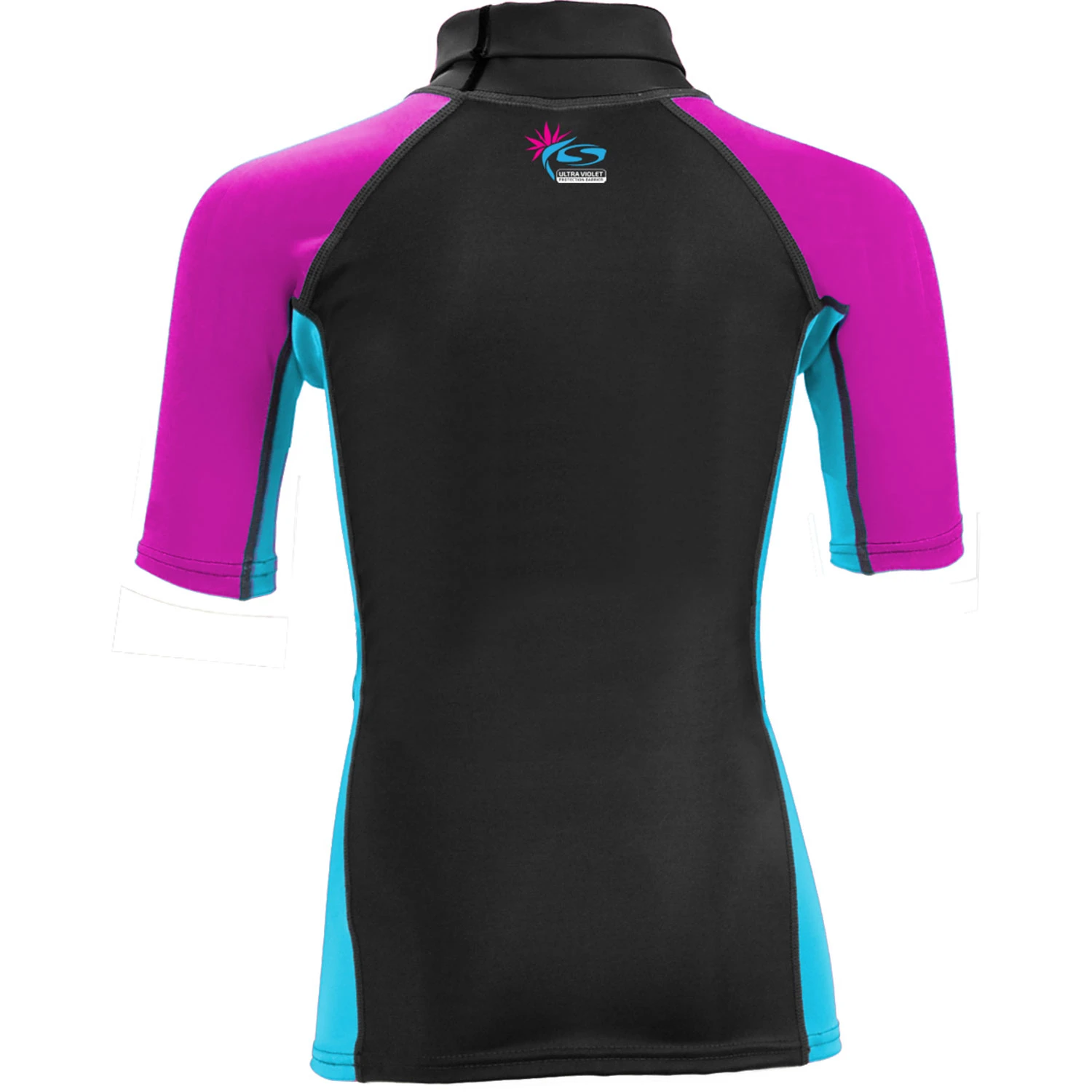Sola Junior Short Sleeve Rashvest - Magenta/Turquoise 4 Sola Junior Short Sleeve Rashvest - Magenta/Turquoise - Image 2