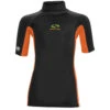 Sola Junior Short Sleeve Rashvest - Black/Orange 1 Sola Junior Short Sleeve Rashvest - Black/Orange -Optimal Water Sports 2021 Sola Junior Short Sleeve Rashguard KIDS front orng blk
