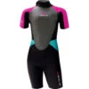 Sola Girls Storm 3/2mm Shorty Wetsuit - Magneta/Turquoise -Optimal Water Sports 2021 Sola Junior Shorty Wetsuit A1723 TURQ PINK