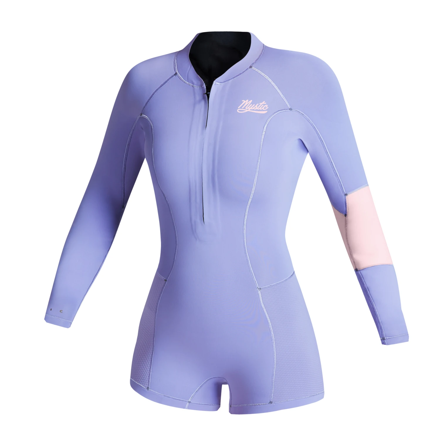 Mystic Womens Lunar 2/2mm Front-Zip Longarm Shorty Wetsuit - Pastel Lilac 3 Mystic Womens Lunar 2/2mm Front-Zip Longarm Shorty Wetsuit - Pastel Lilac