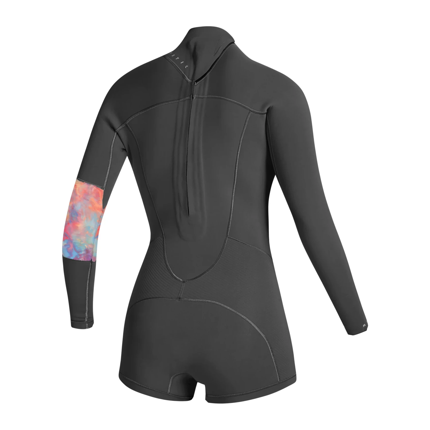 Mystic Womens Lunar 2/2mm Back-Zip Longarm Shorty Wetsuit - Dark Grey 4 Mystic Womens Lunar 2/2mm Back-Zip Longarm Shorty Wetsuit - Dark Grey - Image 2