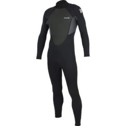 Alder Impact 3/2mm Flatlock Backzip Wetsuit - Black/Grey