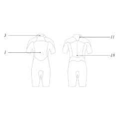 Mystic Kids Star 3/2mm Back-Zip Flatlock Shorty Wetsuit - Navy -Optimal Water Sports 35400.180062 410 Outline Diagram