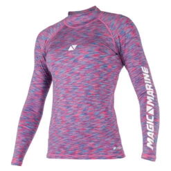 Magic Marine Womens Cube Long Sleeve Rashvest - Blue Pink Melee