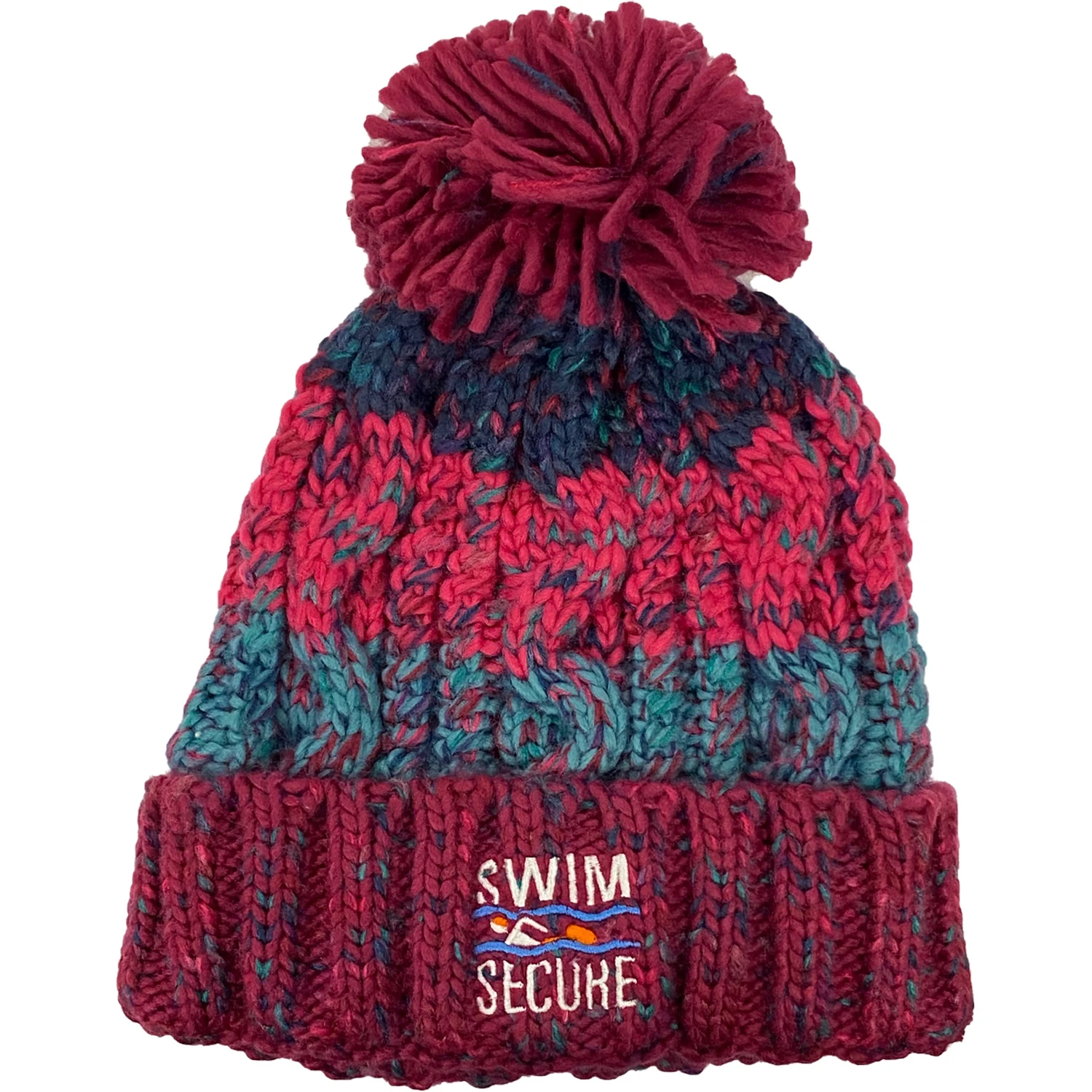 Swim Secure Fleece Lined Bobble Hat - Winter Berries 3 Swim Secure Fleece Lined Bobble Hat - Winter Berries